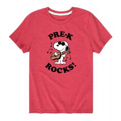 Футболка с рисунком Peanuts Pre-K Rocks для мальчиков 8–20 лет Licensed Character, красный