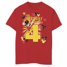 Футболка с рисунком Disney&apos;s Mickey &amp; Friends для мальчиков 8–20 лет и 4 лет, именинника Disney, красный