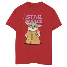 Футболка с рисунком и логотипом мультфильма «Звездные войны, Мандалорец, ребенок», для мальчиков 8–20 лет, милая сила Star Wars, красный