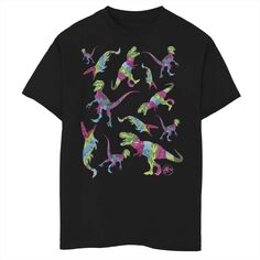 Цветная футболка с рисунком «Мир Юрского периода» и двумя динозаврами для мальчиков 8–20 лет Jurassic World, черный