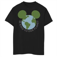 Футболка с рисунком «Микки Маус и друзья» для мальчиков 8–20 лет «Микки, будь добр к нашей планете» Disney, черный