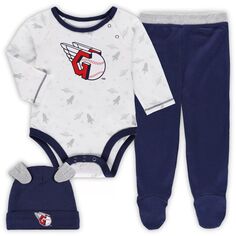 Темно-синий/белый комплект для новорожденных и младенцев Cleveland Guardians Dream Team, боди, шапка и брюки на ножках Outerstuff
