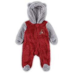 Красная/серая пижама Arizona Diamondbacks для новорожденных и младенцев с флисовой овсянкой Тедди и молнией во всю длину Outerstuff
