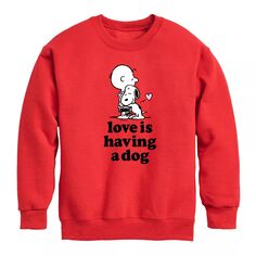 Толстовка из собачьего флиса Peanuts Love Is Have для мальчиков 8–20 лет Licensed Character, красный