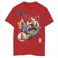 Футболка Disney&apos;s Big Hero 6 с графическим рисунком Team Circle для мальчиков 8–20 лет из телесериала Disney, красный