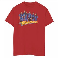 Футболка с логотипом группы The Thundermans Family для мальчиков 8–20 лет Nickelodeon, красный