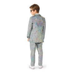 Костюм OppoSuits металлик для вечеринки в стиле диско-шар для мальчиков 2–8 лет, комплект из куртки, брюк и галстука OppoSuits