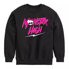 Флисовый свитшот с логотипом Monster High для мальчиков 8–20 лет Licensed Character, черный