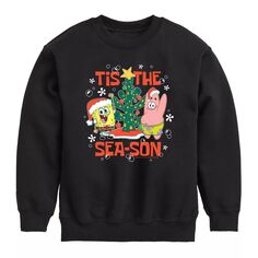 Флисовый свитшот с рисунком Nickelodeon SpongeBob SquarePants для мальчиков 8–20 лет (Tis The Season) Licensed Character, черный