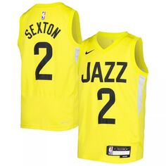 Молодежная майка Nike Collin Sexton Yellow Utah Jazz 2021/22 Swingman — Icon Edition Nike