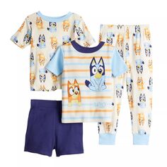 Синий пижамный комплект &quot;Fun With Stripes&quot; для мальчиков для малышей из 4 предметов Licensed Character