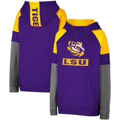 Пуловер с капюшоном Youth Colosseum Purple LSU Tigers с цветными блоками Colosseum