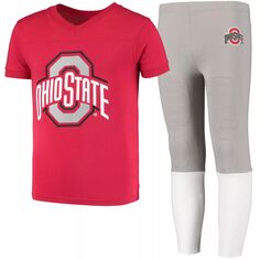 Молодежный пижамный комплект футбольной команды Wes &amp; Willy Scarlet/Gray Ohio State Buckeyes Team Unbranded