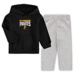 Комплект из флисовой толстовки и брюк с расклешенной веерной юбкой Pittsburgh Pirates, черный/серый с меланжевым оттенком для младенцев Outerstuff