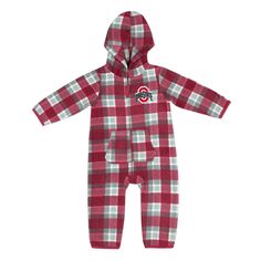 Клетчатый джемпер с капюшоном Infant Colosseum Scarlet/Grey Ohio State Buckeyes Farays и молнией во всю длину Colosseum