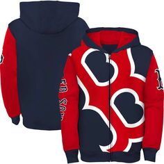 Толстовка с капюшоном на молнии во всю длину и плакатом молодежного флота Boston Red Sox Outerstuff