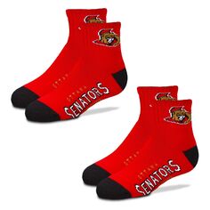 Комплект из двух носков длиной четверть длины Youth For Bare Feet Ottawa Senators Unbranded
