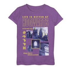 Футболка с рисунком «Гарри Поттер Хогвартс» для девочек 7–16 лет «В Хогвартсе жизнь лучше» Harry Potter