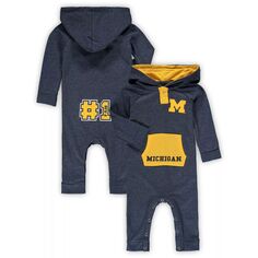 Комбинезон с капюшоном и карманами Генри для новорожденных и младенцев Colosseum Heathered Navy Michigan Wolverines Colosseum