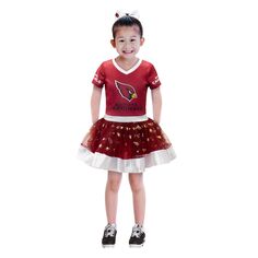 Молодежный костюм кардинала Аризоны Кардиналс для девочек-пачек задней двери Game Day с v-образным вырезом Unbranded