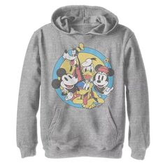 Пуловер с капюшоном и рисунком «Микки Маус и друзья» Disney для мальчиков 8–20 лет, групповой снимок, ретро Disney