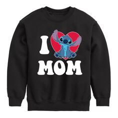 Флисовый пуловер с рисунком «I Love Mom» для мальчиков 8–20 лет Disney&apos;s Lilo &amp; Stitch Disney, черный