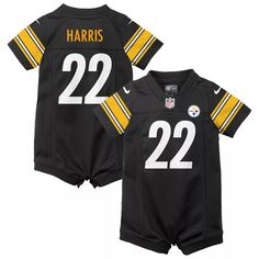 Черный трикотажный комбинезон для новорожденных и младенцев Nike Najee Harris Pittsburgh Steelers Game Nike