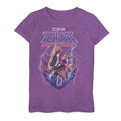 Футболка с потертым рисунком в стиле рок-н-ролл для девочек 7–16 лет Marvel Thor Marvel