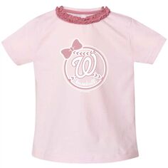 Розовая футболка Washington Nationals с рюшами и воротником-стойкой для девочек для малышей, мягкая как виноград Unbranded