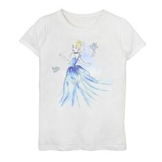 Футболка Disney&apos;s Cinderella для девочек 7–16 лет с птицами и замком с акварельным рисунком Disney