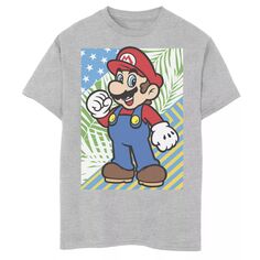 Футболка с рисунком флага Nintendo Mario для мальчиков 8–20 лет Licensed Character