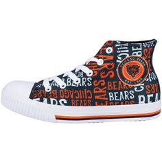 Молодежные кеды FOCO Navy Chicago Bears с повторяющимися надписями из парусины Unbranded