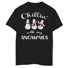 Мальчики 8–20 лет отдыхают со снеговиками Снеговики в шарфах Рождественская футболка с рисунком Licensed Character