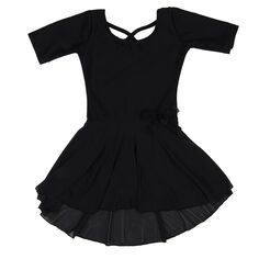 Юбка с короткими рукавами Leveret для девочек, купальник нейтрального сплошного цвета Leveret, черный