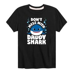 Футболка с рисунком «Не связывайтесь с папочкой-акулой» для мальчиков 8–20 лет Baby Shark, черный