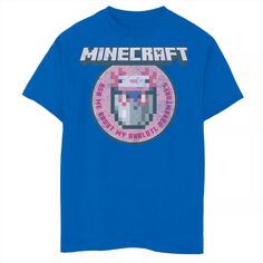 Футболка с изображением значка Minecraft для мальчиков 8–20 лет «Спроси меня о моих приключениях аксолотля» Minecraft