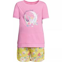 Пижамный комплект с футболкой и шортами Lands&apos; End для девочек 2–16 лет Lands&apos; End