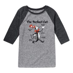 Футболка с рисунком реглан для мальчиков 8–20 лет Dr. Seuss The Perfect Cat Licensed Character