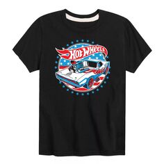 Красная, белая, синяя футболка Hot Wheels для мальчиков 8–20 лет с рисунком Hot Wheels, черный