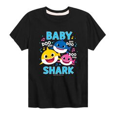 Футболка Baby Shark Family Doo Doo для мальчиков 8–20 лет с рисунком Baby Shark, черный