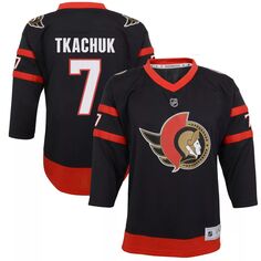 Молодёжная футболка Брейди Ткачука Black Ottawa Senators 2020/21, домашняя реплика игрока Outerstuff