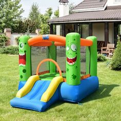 Надувной прыгающий домик, детский игровой домик с замком-прыгуном без воздуходувки Slickblue