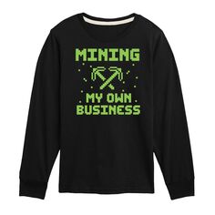 Футболка с рисунком Minecraft для мальчиков 8–20 лет «Mining My Own Business» Minecraft, черный
