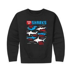 Флисовая толстовка с рисунком Type of Sharks для мальчиков 8–20 лет Licensed Character, черный