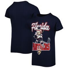 Молодежная футболка для девочек «Флорида Пантерз» с Микки Маусом Go Team Go Футболка Outerstuff