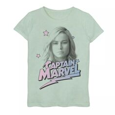 Черно-белая футболка с изображением молнии и текстом для девочек 7–16 лет Marvel Captain Marvel Marvel