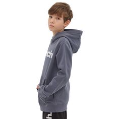 Пуловер Bench DNA Skinner для мальчиков 7–14 лет, однотонная толстовка с капюшоном и прорезиненным логотипом стандартного цвета Bench DNA