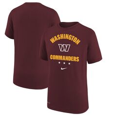Молодежная футболка Nike Burgundy Washington Commanders Team Athletic Performance Nike