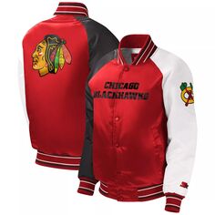 Красная университетская куртка с длинными кнопками реглан Youth Starter Chicago Blackhawks Starter