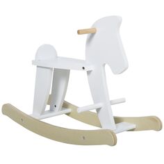 Деревянная лошадка-качалка Qaba для малышей, игрушки для детей от 1 до 3 лет, классический дизайн и прочное качество изготовления, белый цвет Qaba
